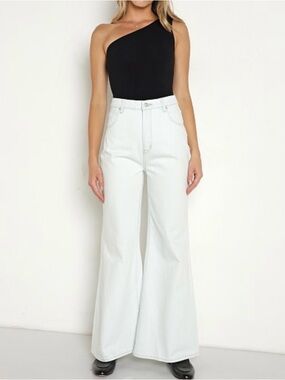 ROLLA'S Women’s Elle Super Flare Wide Leg Jeans Sz 25 Bleach Blue 70s Retro